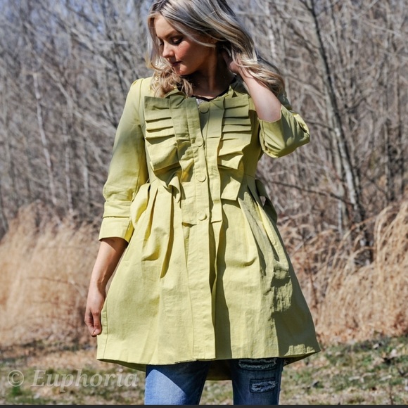 Chartreuse Spring Coat--LAST ONE ☝️ - Picture 2 of 5